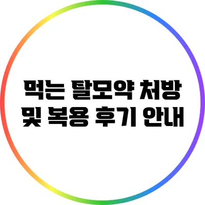 먹는 탈모약 처방 및 복용 후기 안내